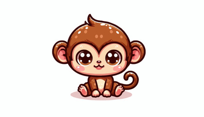 Obraz premium Funny cartoon monkey cute animal vector illustration