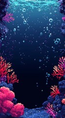 Vivid Underwater World Anemones Corals and Bubbles