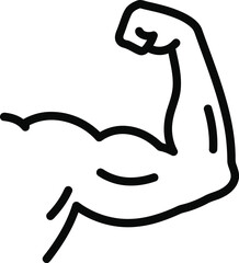 Biceps Icon: A simple black and white line drawing of a bicep muscle flexed, representing strength, fitness, and power.  