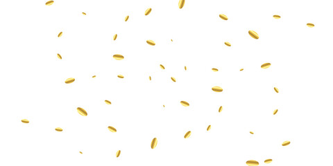 Elegant golden glitter background featuring falling confetti, shimmering particles, and radiant golden dust. Festive explosion of confetti. Gold glitter background. Golden dots. Vector illustration.
