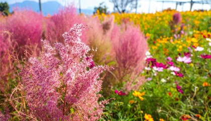 Fototapeta premium Pink flowers in the field