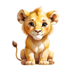 watercolor cute baby lion