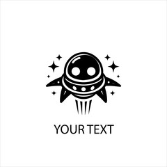 Obraz premium Spaceship Vector Logo Silhouette Isolated on White Background