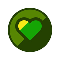 Eco-friendly heart icon, sustainability concept, green design, circular logo