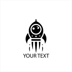 Spaceship Vector Logo Silhouette Isolated on White Background