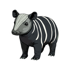 Fototapeta premium malayan tapir, animal, vector, transparent background, mammal, wildlife, zoo, large, big, nature, cute, isolated