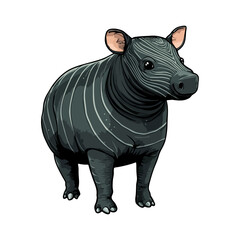 Obraz premium malayan tapir, animal, vector, transparent background, mammal, wildlife, zoo, large, big, nature, cute, isolated