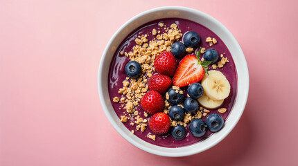 Vibrant Acai Bowl with Fresh Fruits and Granola Toppings