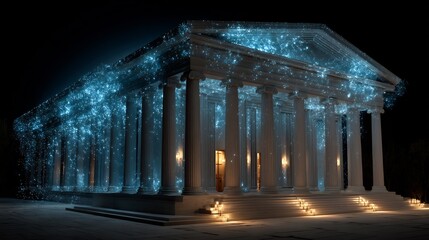 Celestial Temple Nights Enchanting Neoclassical Glow.