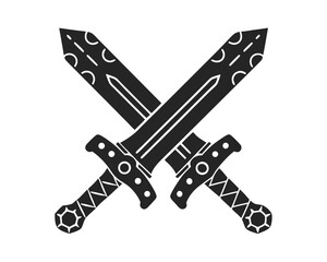 Two Crossed Swords icon silhouette vector illustration