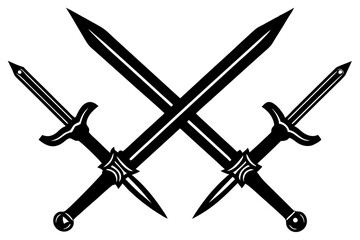Two Crossed Swords silhouette vector illustration