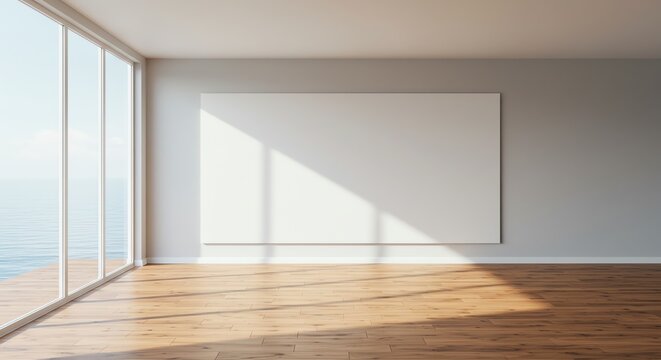 Fototapeta Interior room mockup ocean view modern design