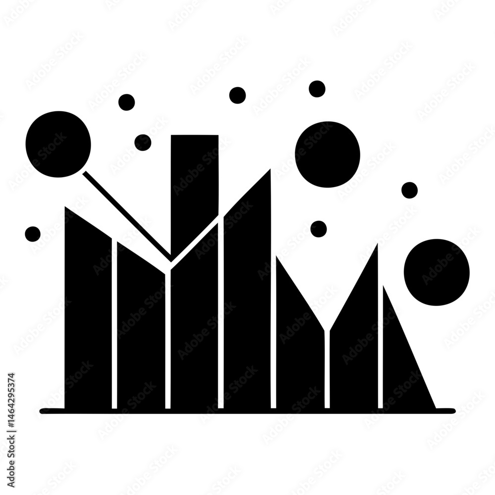 Poster data analysis graph chart with connecting dots for business performance and statistical analysis usa
