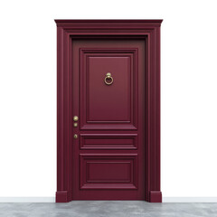Stylish door in Classic burgundy color on transparent background.