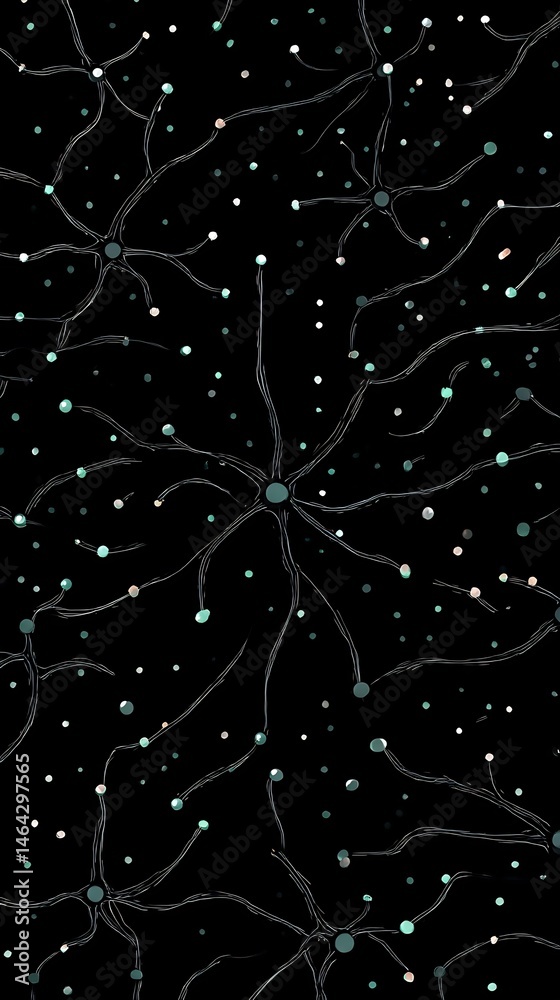 Poster abstract neural network representation in a dark cosmic backdrop simulation