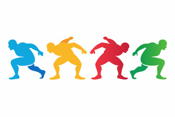 set of Wrestling silhouette vector illustration