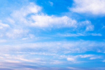 Fototapeta premium Sky clouds nature background. Stunning view of white clouds and blue sky in suuny cloudy day