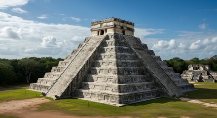 Chichen Itza Pyramid Under Blue Sky