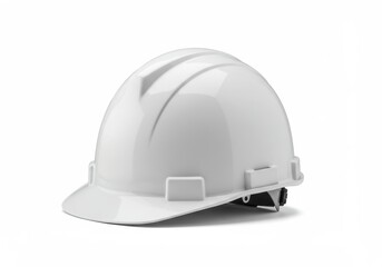 A simple studio shot of a white hard hat on a white background with subtle shadows