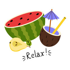 Enjoying summer fruits with refreshing drinks and tropical vibes