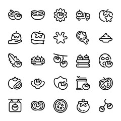 La Tomatina icon sheet with line style, perfect for user interface projects