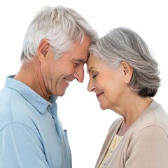 happy senior couple isolated on white background
