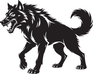 Fototapeta premium Fierce Wolf Silhouette in Howling Pose for Wild Nature Predator Art