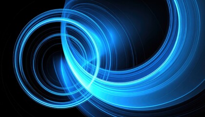 Abstract blue light circles on a dark background create a dynamic, futuristic visual effect, ideal for tech or design themes
