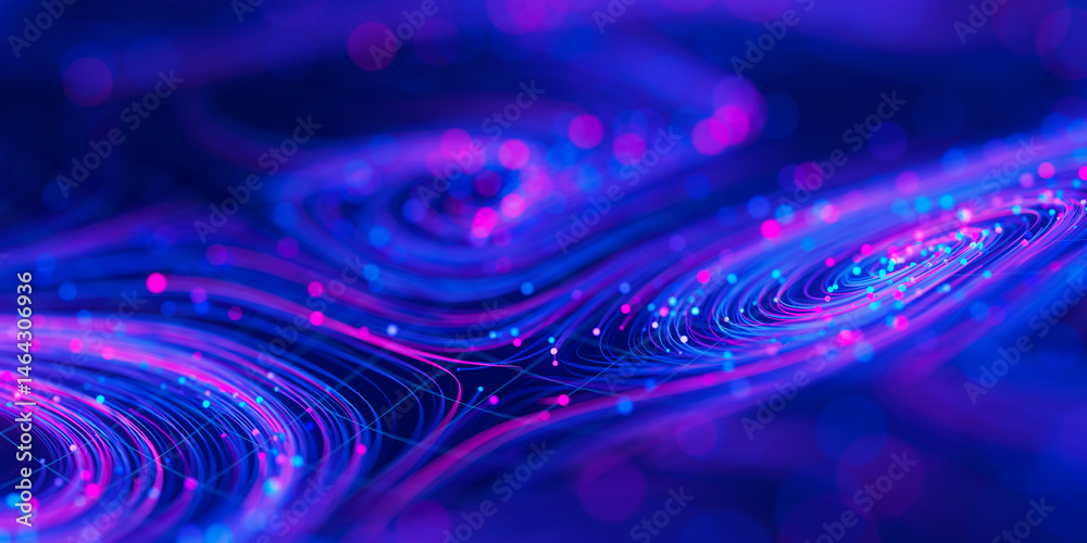 Poster closeup of big data swirl patterns in futuristic cyberspace. whirl flow of data in quantum digital n