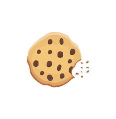chocolate chips cookie illustration. baked pastry dessert 