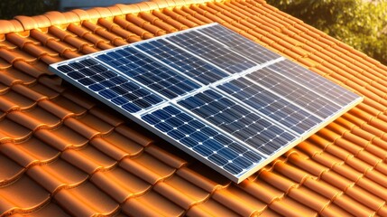 Solar panels installed on a terracotta tiled roof captu sunlight for renewable energy generation and eco friendly power from sustainable sources