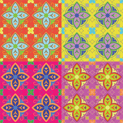 Colorful floral seamless pattern with vintage and geometric spring design