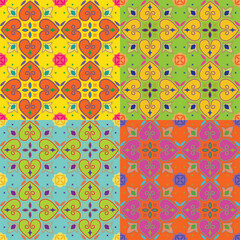 Colorful floral seamless pattern with vintage and geometric spring design