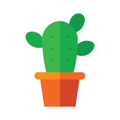 Green Cactus Terracotta Pot Bold Color Vector