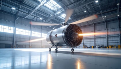 Jet Engine Propeller Spin Test in Hangar