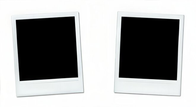 Two blank polaroid photo frames isolated on white background for design and mockup purposes