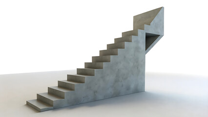 Concrete Staircase Styled as an Upward Arrow Representing Growth and Progress