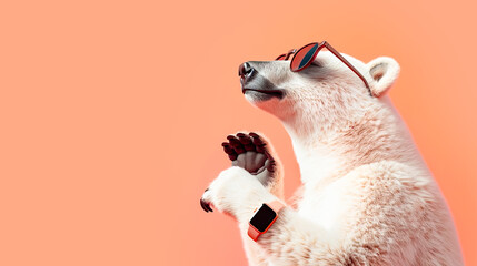Polar bear Humanized styled with sunglasses and smart watch