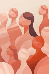 Abstract Illustration of Diverse Women in Warm Tones