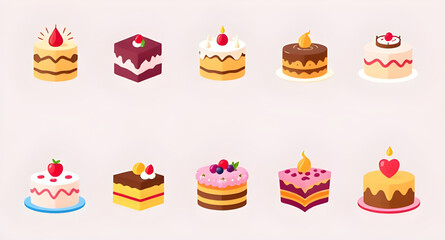 set of cakes vector