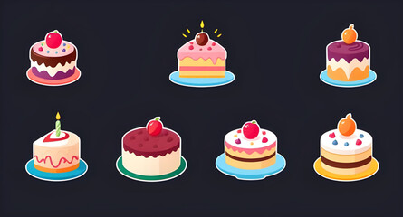 set of cakes vector