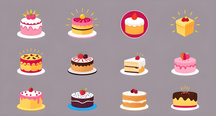 set of cakes vector