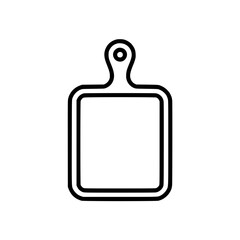 Obraz premium Cutting board icon with handle in black outline