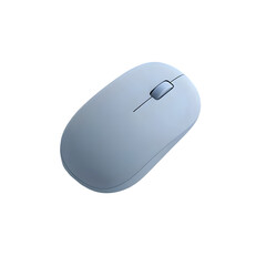 Light gray wireless computer mouse, presented in a  shot with an angled perspective,  showing its simple design and functionality.