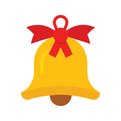 Gold Jingle Bell Red Ribbon Holiday Vector