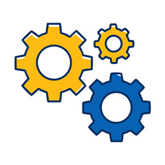 Gear icon set in a simple and modern design representing mechanics and engineering