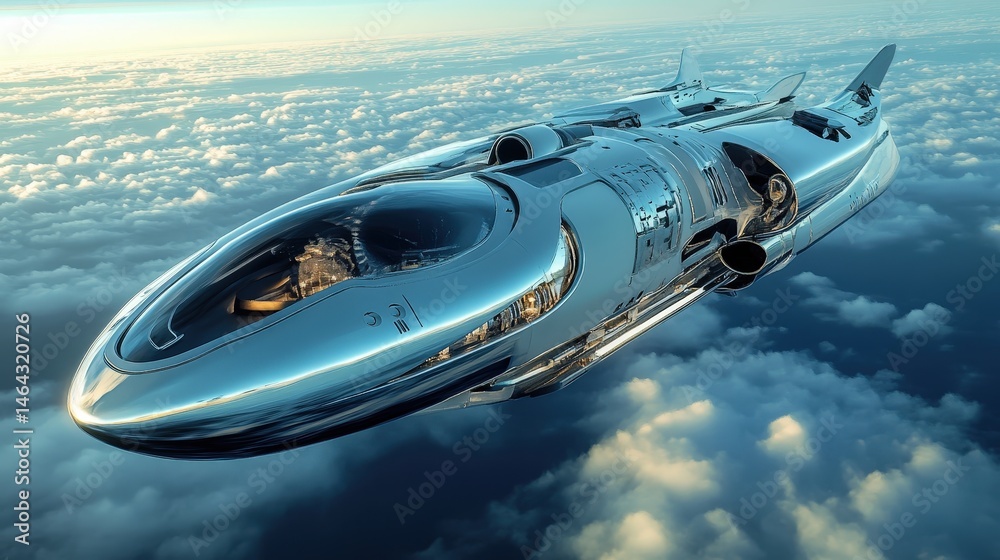 Poster a highly detailed 3d model of a futuristic spaceship, rotating slowly in space, demonstrating the pr