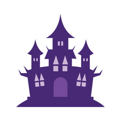 Obraz premium Purple Haunted House Silhouette Vector Art