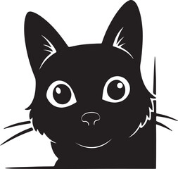 peeking pet silhouette, black and white silhouette, vector and illustration