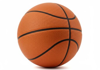 Fototapeta premium Close up of an orange basketball with black lines on a white background
